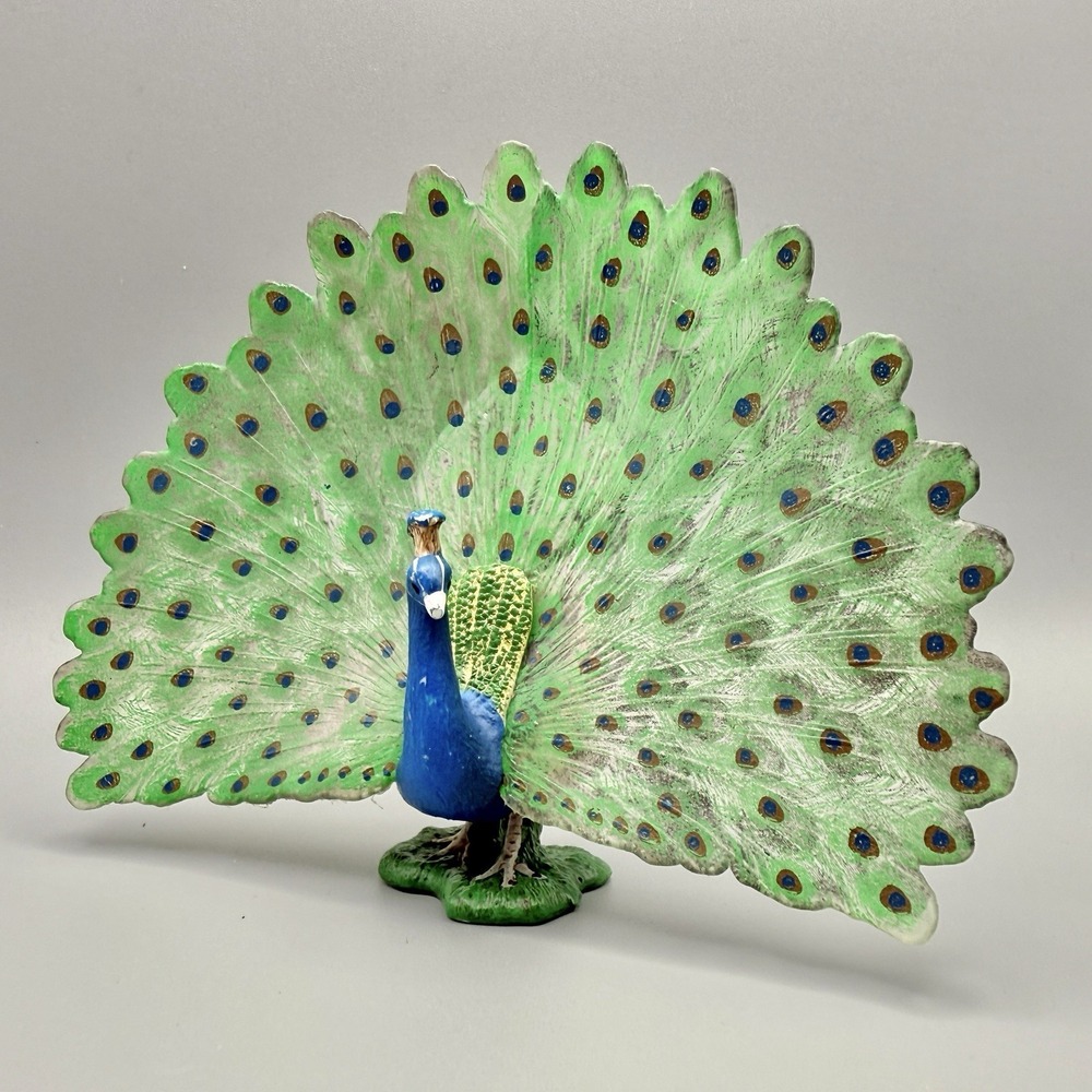 Schleich 13728 Retired Male Peacock Exotic Bird Figurine  2012 Farm Life Animal
